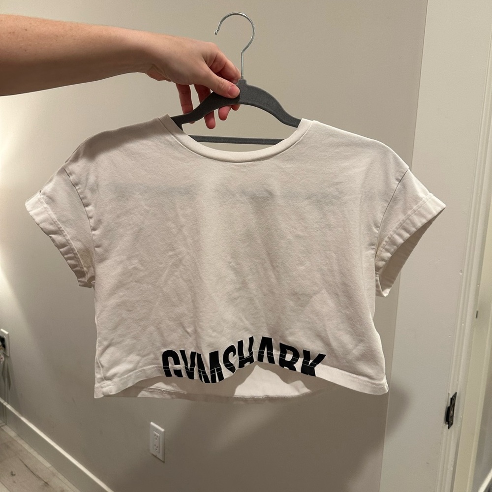 Gymshark White Crop Top with Black Logo